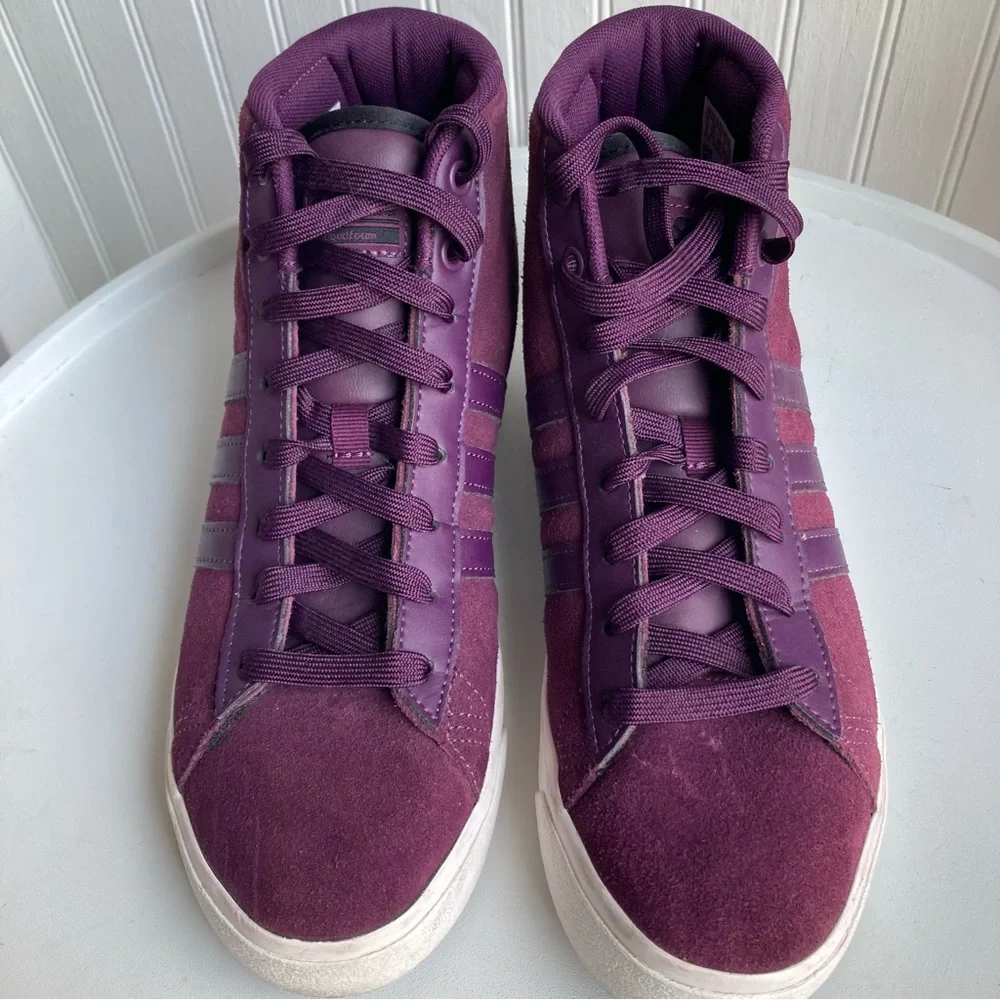 Adidas Neo Cloudfoam Deep Purple High Top Sneaker Womens 8 Shoe - Picture 8 of 15